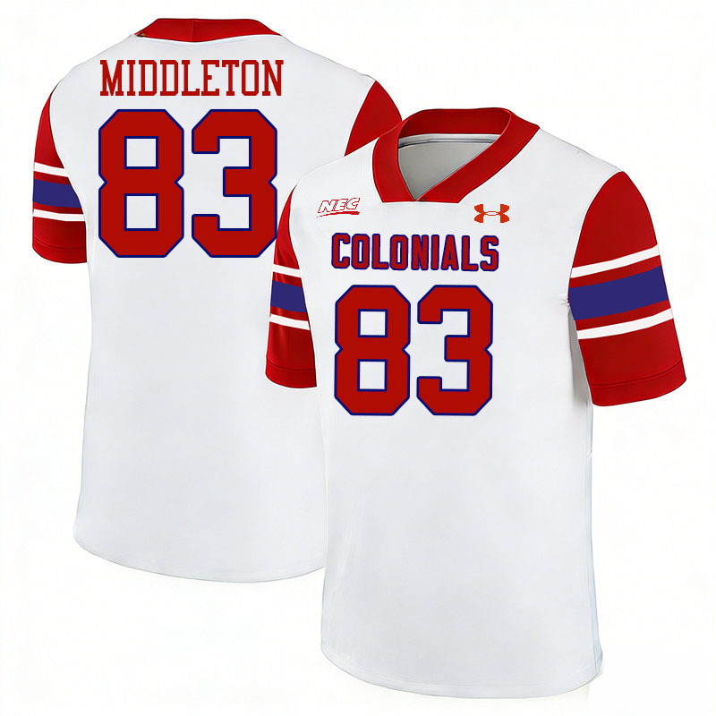 Robert Morris Colonials #83 Chaz Middleton College Football Jerseys,Uniforms Stitched-White